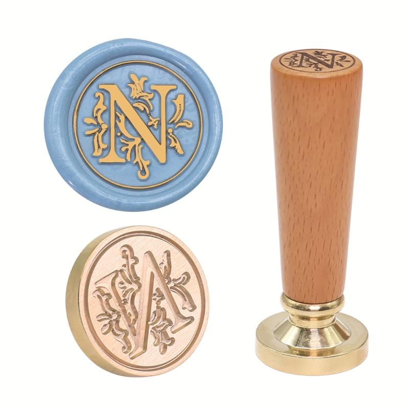 Customizable Sealing Stamp Brass Head and Beechwood Handle Vintaged Steal for Letters and Gifts