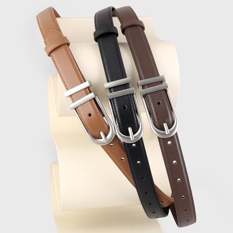 Women S Genuine Leather Belt Silver Buckle For Jeans Casual Wear