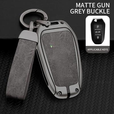 Geeignet für Peugeot GT-GTline 308 3008 2008 4008 5008 Auto Schlüsselabdeckung Metall Hochwertige Leder Auto Schlüsselabdeckung Auto Zubehör