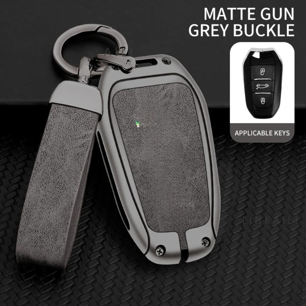 Suitable for Peugeot GT-GTline 308 3008 2008 4008 5008 New Car Key Cover Metal High-end Leather Car Key Cover Auto Accessories