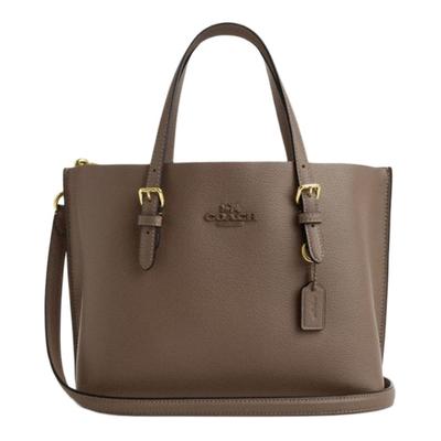 Mollie Brand Logo Removable Shoulder Strap Cow Split Leather Tote Bag Tote Bag Shopping Bag Shoulder Crossbody Handbag 25 Women's Brown