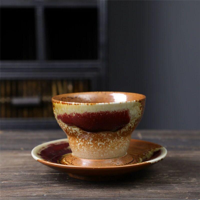 Retro Coffee Cup Creative Hexagonal Cup Light Luxury Coarse Pottery Mug Handmade Cup Nordic Design Cone Cup