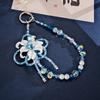 Plated Iris Flower Mobile Phone Pendant Handmade Beaded Phone Hanging Pendant Camera Accessory