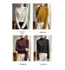 Cross 2025 Autumn/Winter Lace Color Block Knit Pullover with Half-High Collar and Long Sleeves