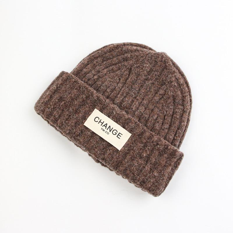 

Новая вязаная шапка осень и зима тканая марка женская теплая шерстяная шапка зимняя милая теплая шапка кофейный