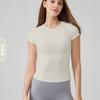 Summer nude round neck thin yoga clothes top tight waist outdoor breathable high elastic fitness sports short sleeves women