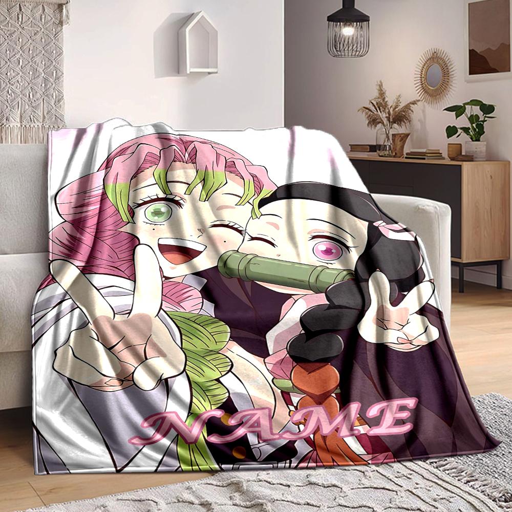 Custom 1pc Christmas Anime Character Blanket, Soft And Comfortable Blanket, Casual Warm, Camping Travel Blanket, Birthday Gift Q91219