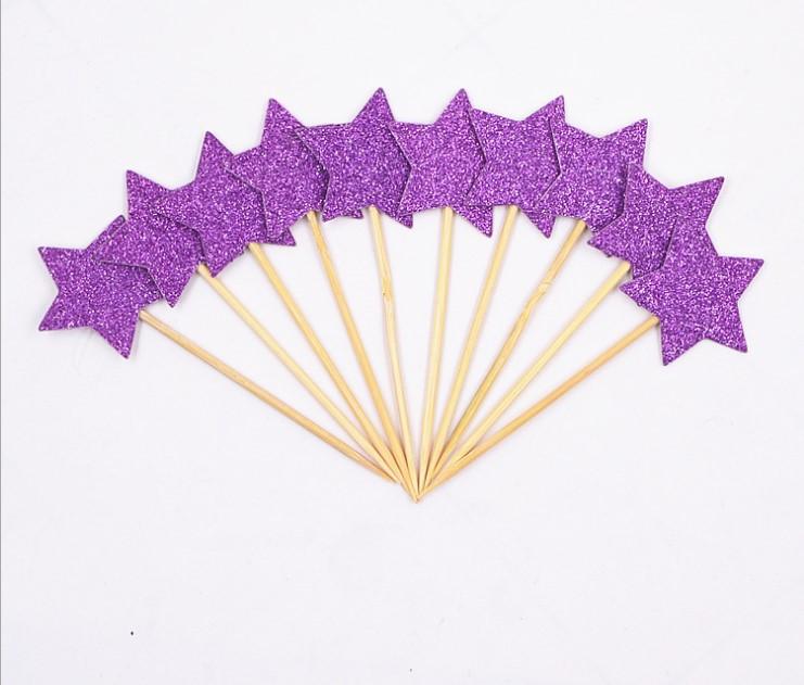 10pcs Mini Heart Star Glitter Series Cake Decoration Inserts Cupcake Toppers Decorating Wedding Birthday Party Decorations