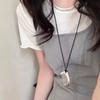 Sweet and cool lava love necklace women's tide niche high-end design sweater chain versatile personality sweater chain men
