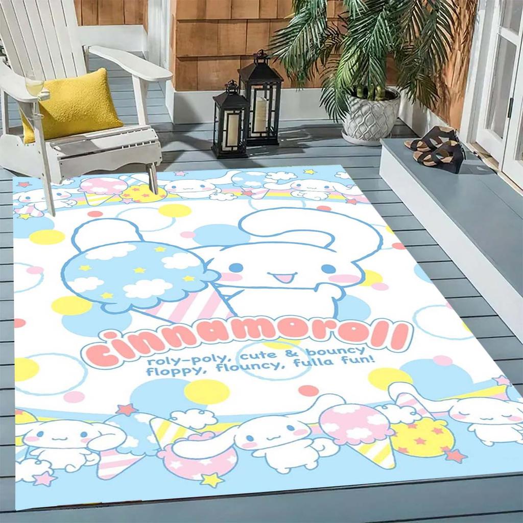 Cinnamoroll, My Melody, and Twin Stars Print Rug, Floor Protector Mat. Cute Cartoon Decorations for the Bedroom/children's Room.