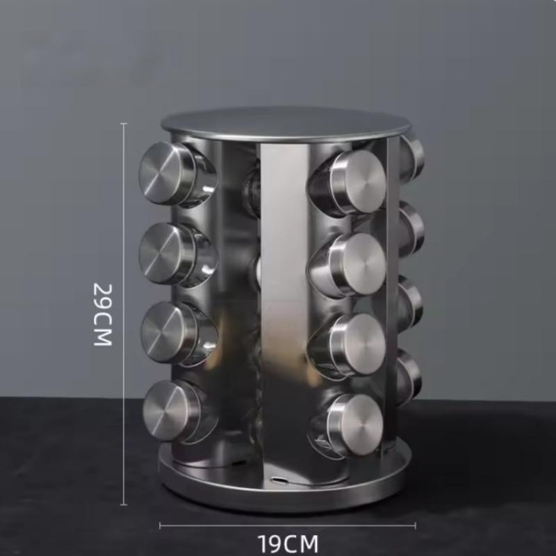 360 Degree Rotating Spice Bottle Round Stainless Steel Seasoning Rack Square Multi layer Seasoning Jar Storage Set