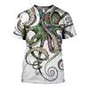 Men'S  Summer 3d Printing  Printed O-Collar Short Sleeve T-Shirt Ocean Octopus Art Personality Retro Plus Size Loose Top
