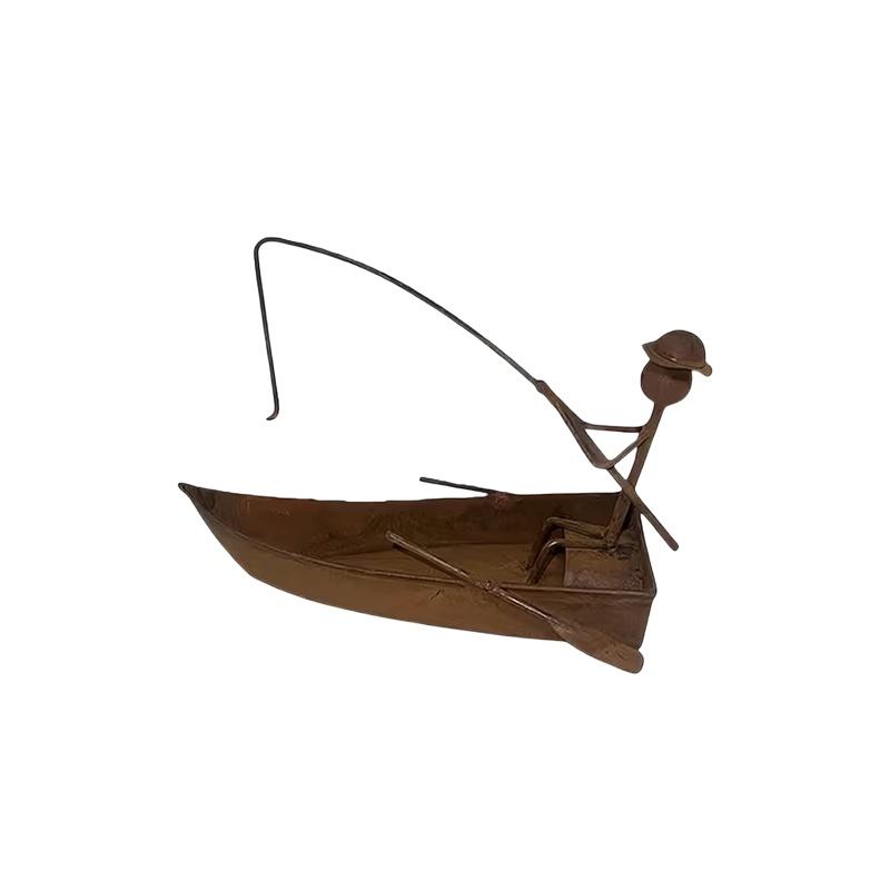 

1pc Retro Metal Incense , Decorative Fishing Boat Design, Creative Mosquito Coil Holder, Desktop Ornament.