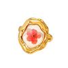 Bohemian Stainless Steel Dried Flower Ring with Transparent Drip Oil for Women