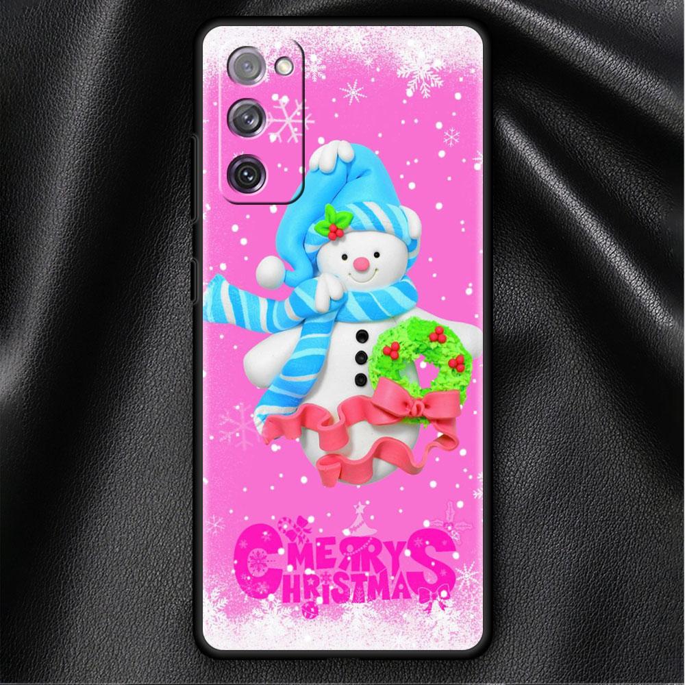 Bumper Case For Samsung Galaxy S22 Ultra S21 FE S20 Plus S10 Lite Phone Cover S10e S9 S8 S7 Silicone Funda Christmas Snowman Sac