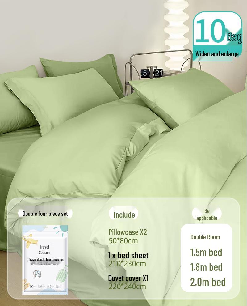 Portable Disposable Bed Sheet & Pillowcase Set: Anti-Dirty, Thickened Four-Piece Travel Kit for Double & Single Beds