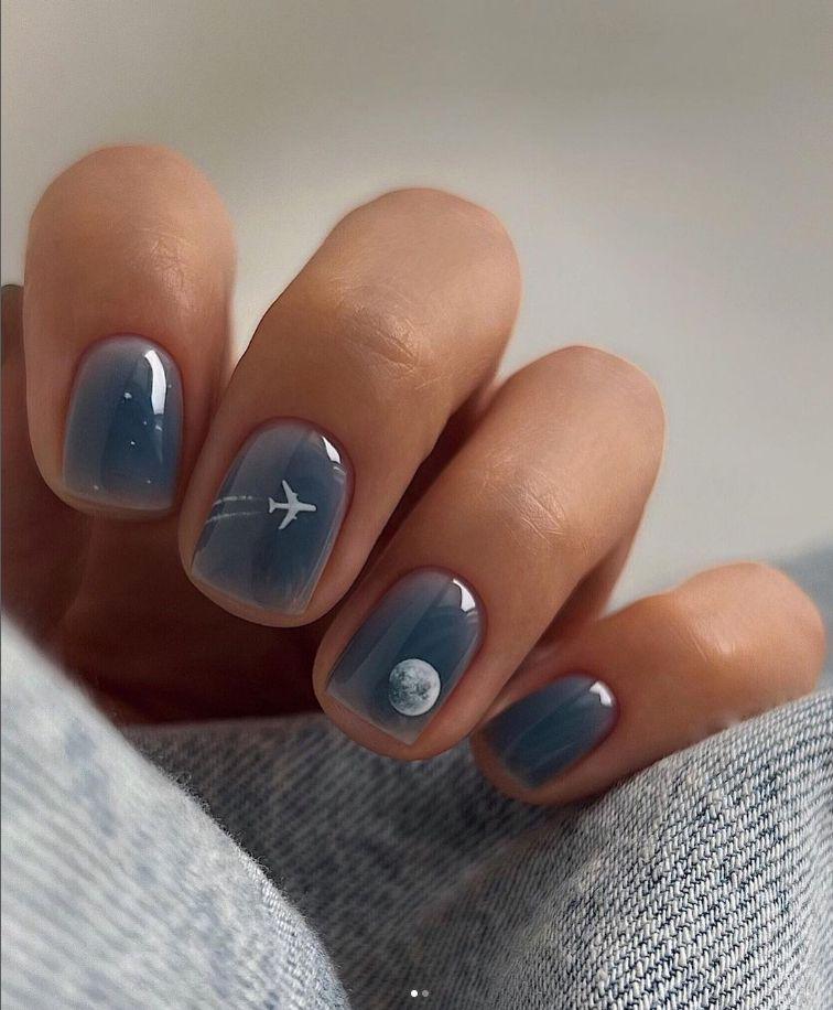 Starry Sky Dream Collection: 24 Medium-Short Square False Nails