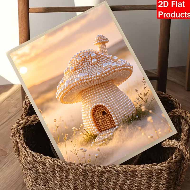 Handgemachtes Perlenmalerei-Set Skurriler Pilz DIY Rahmenloses 3D Perlenkunst Leinwand Kreative Freizeit Heimdekoration Geschenk