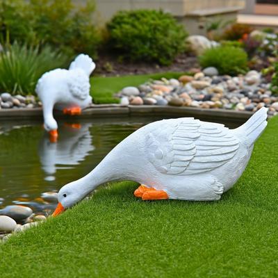 Trinkende Ente Gartenstatue Tierskulptur Sammlungen Lustige Harzfigur Hofkunst für Pool
