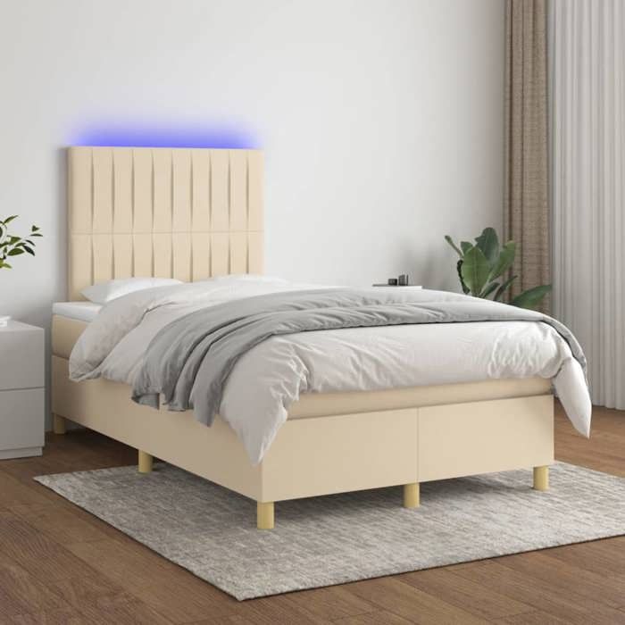 VidaXL Slat Bed Base with Mattress and LEDs, Upholstered Bed, Double Bed, Adult Bed for Interior Bedroom, 3135586
