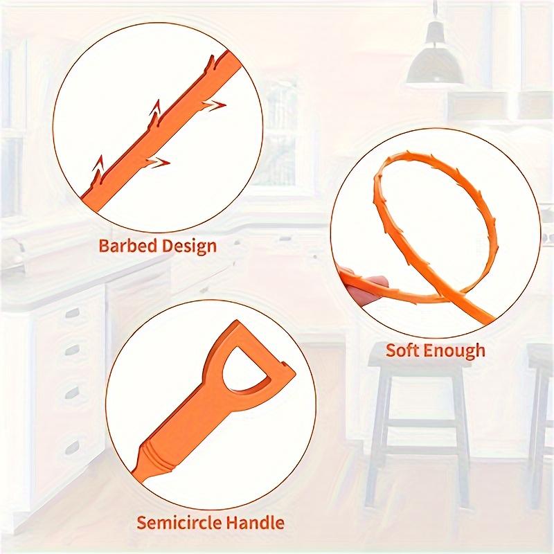 5-Pack Barbed Design Plastic Drain Clog Remover, Semicircle Handle Hair Catcher for Shower, Kitchen Sink, Bathtub, Bathroom Pipes Cleaning Tool