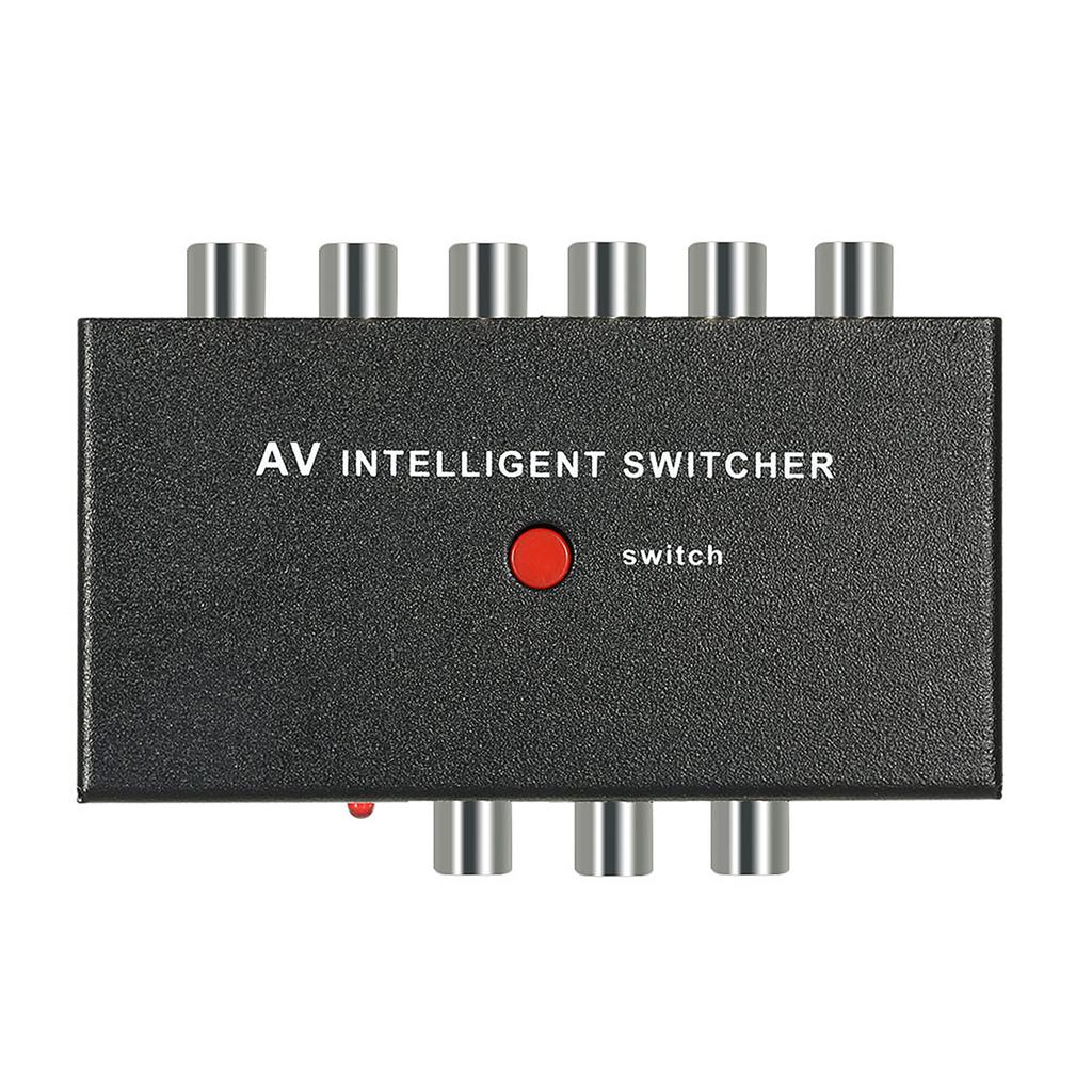 Portable AV Intelligent Switcher 2 to 1 Channel RCA Audio Video Switcher with Button Control Support Auto   Manual