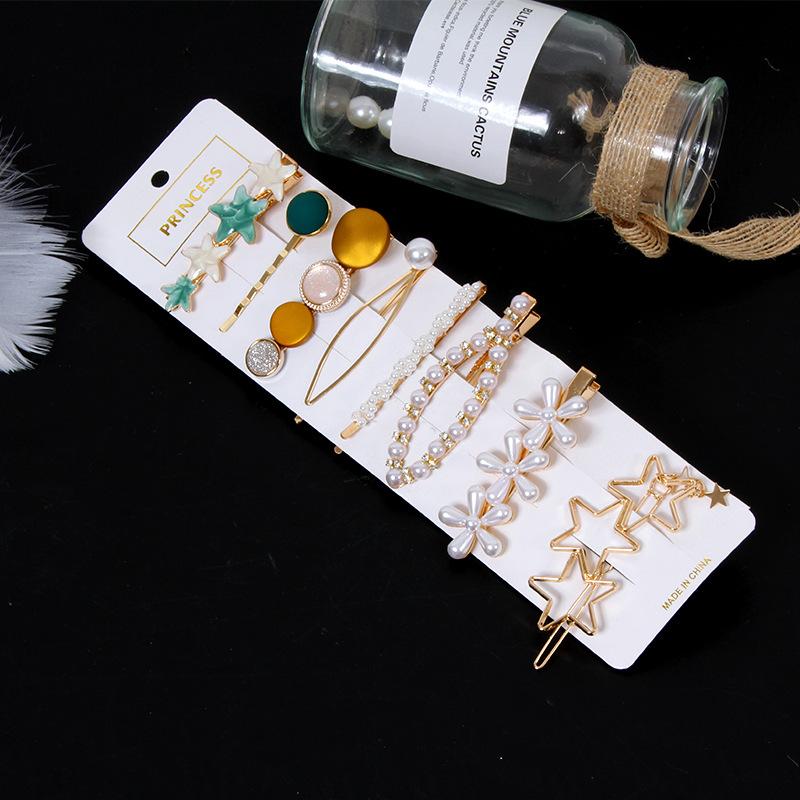 High End Pearl Material Heart Star Cute Women Girls Hair Accessories Gift Princess Women Hair Clips Set