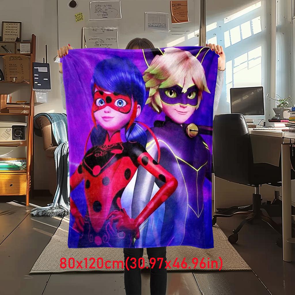 Miraculous Plush Blanket Soft Comfortable All Seasons Perfect Sofa Office Naps Outdoor Travel Makes Great Gift