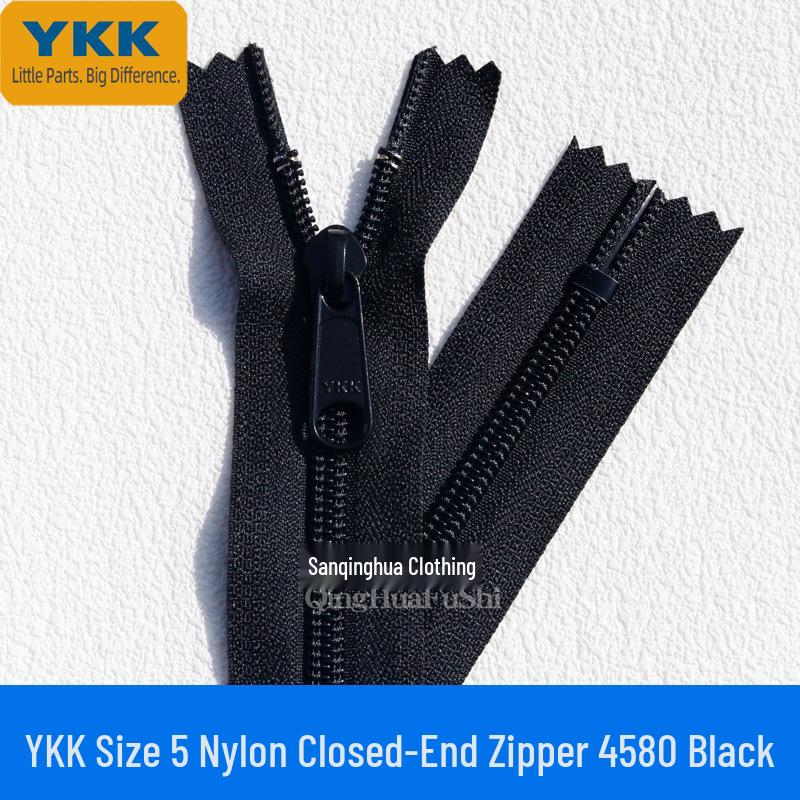 

YKK Size 5 Nylon Closed-End No-Lock Long Pull Zipper for Formal Wear & Luggage Black 22CM One Piece