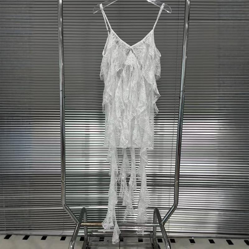 European station summer new sweet air streamer lace design solid color fairy suspender dress female tide