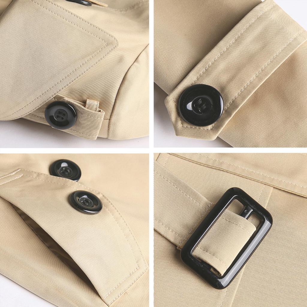 JoveJek Trench Solid Large Perfect for and Fall Women's Coat, Double-Face Double-Breasted, Lightweight, Water-Repellent, Color, Thin, Collar,