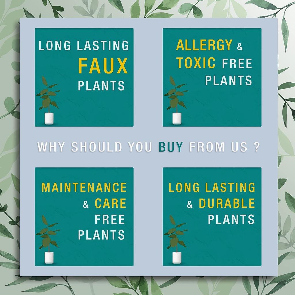 18 Green Leaves | Big Ornamental Plant for Interior Decor/Home Decor/Office Decor | 63.5 Cm Tall Natural Looking Plant