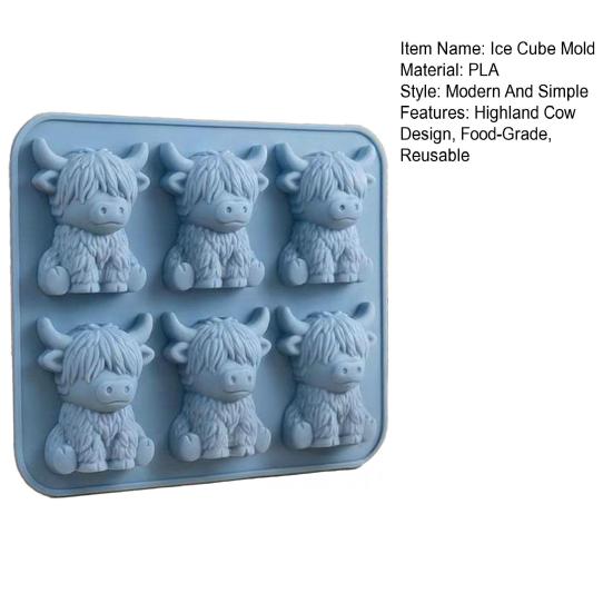 1/2Pcs Ice Cube Mold Mini Highland Cow Food Grade Silicone Reusable Ice Cube Tray Easy To Demold Ice Cube Maker Kitchen Tool