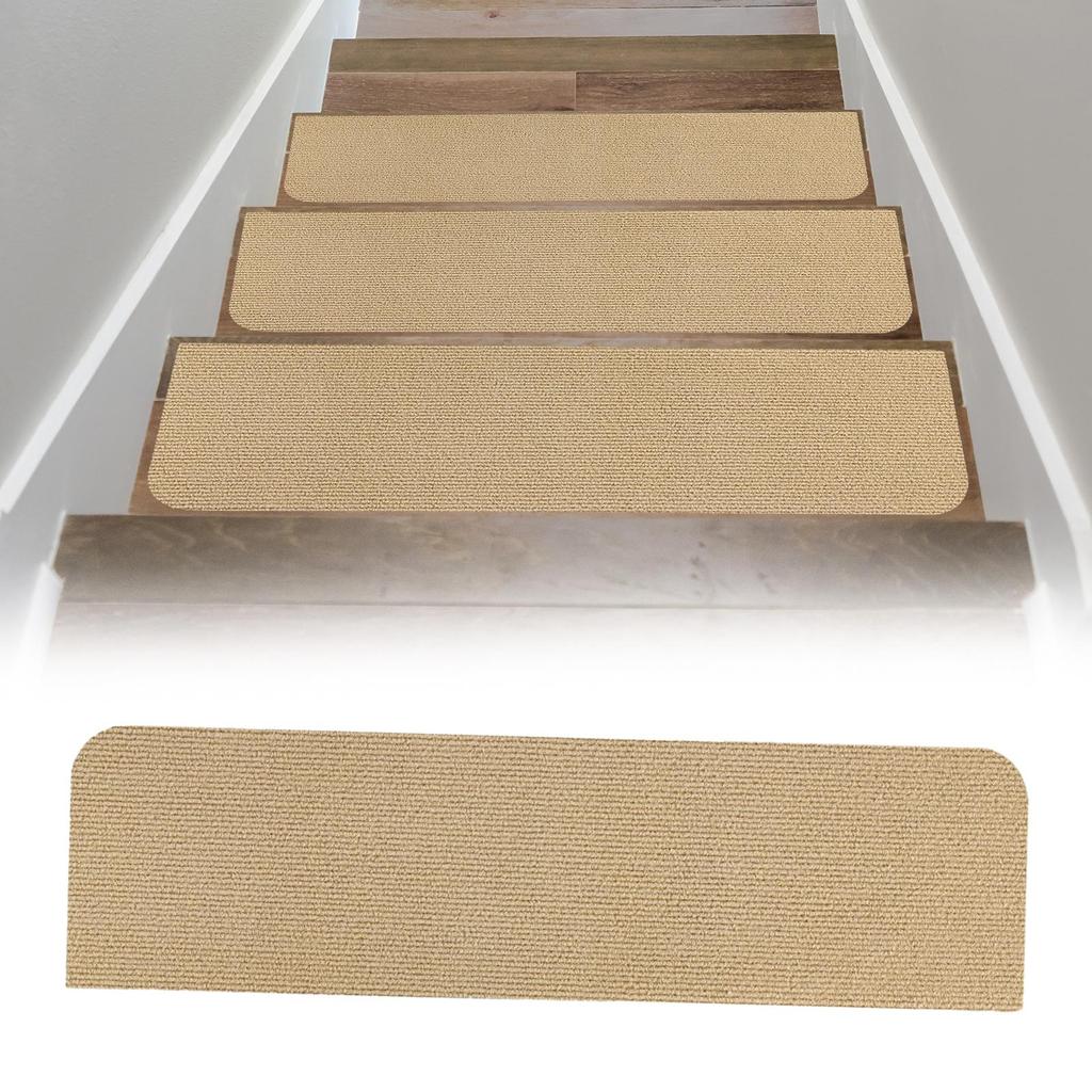 Stair Tread Carpet Anti Slip Indoor Stairs Runner 30x8in Rug for Wooden Steps Step Mats for Dogs Kids Elderly