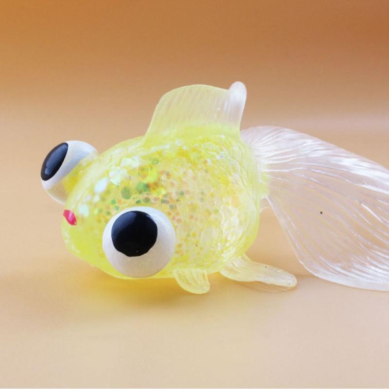 Kawaii Big Eyes Cartoon Goldfish Slow Rebound Gold Powder Maltose Ball Squeeze Fidget Toy Big Tail Goldfish Kids Gifts