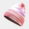 Knitted Beanie Hat Women Winter Warm Stripe Cuffed Pointed Cap Outdoor Fashion Accessory