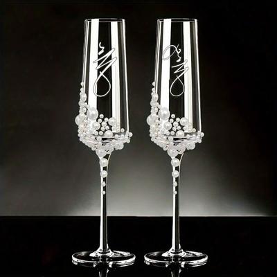 Elegante Kristallen Parelwitte Glazen voor Champagne Transparant Handschrift Ontwerp Glazen Bekers Kerstbeker Jubilea Kelkglas