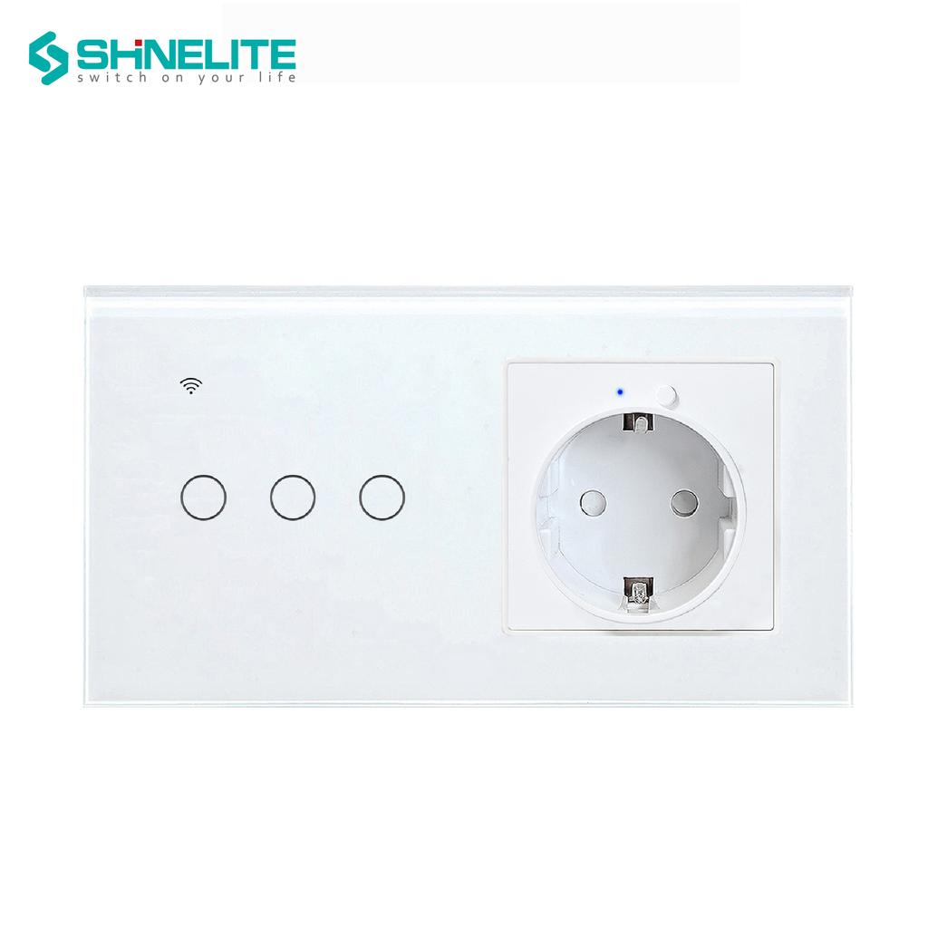 1 Gang EU Standard WiFi Smart Switch with WIFI USB Wall Socket, Tuya APP Remote Control Timer Power Outlet