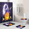 Halloween Shower Curtain Floor Mat Combination Four-Piece Set Bathroom Toilet Carpet Shower Room Foot Mat