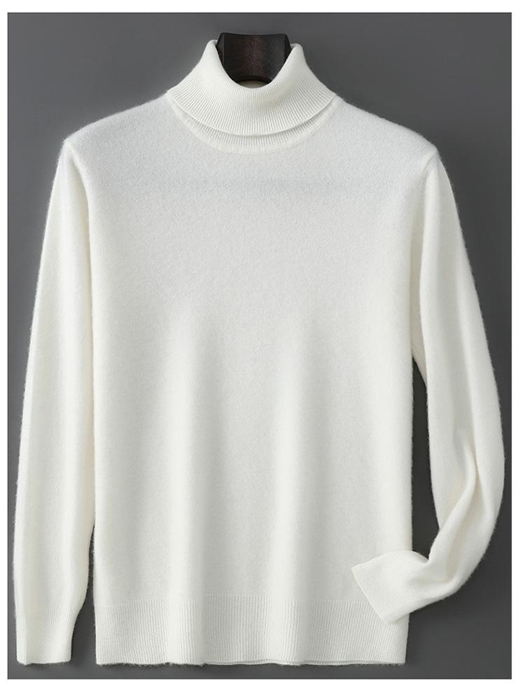 Men's 100% Pure Wool High Neck Pullover Sweater - Autumn/Winter Loose Knit Base Layer