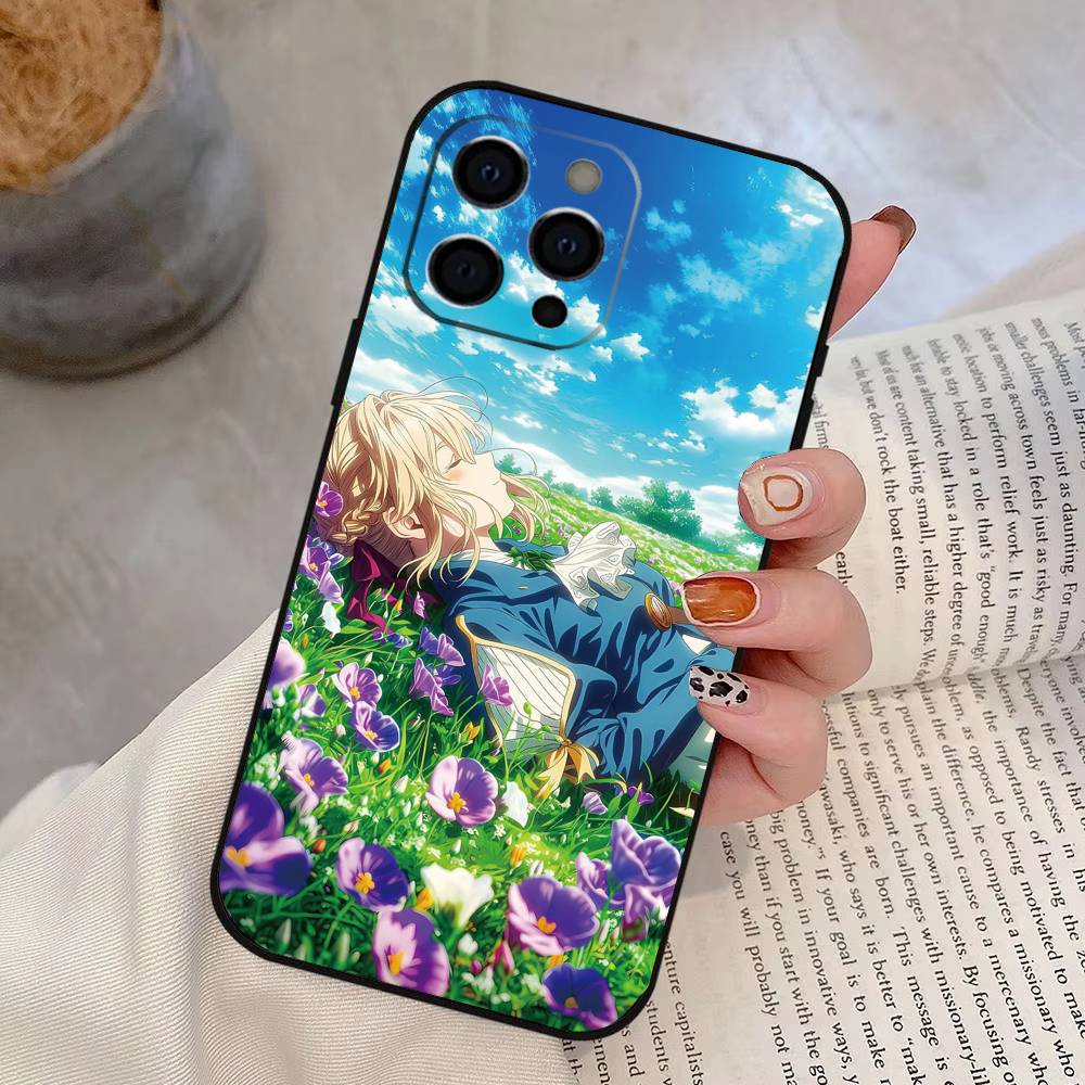

Violet Evergarden Phone Case For iPhone 17,16,15,14,13,12,11 Plus,Pro Max,XS,Soft Silicone Black Cover iPhone14ProMax
