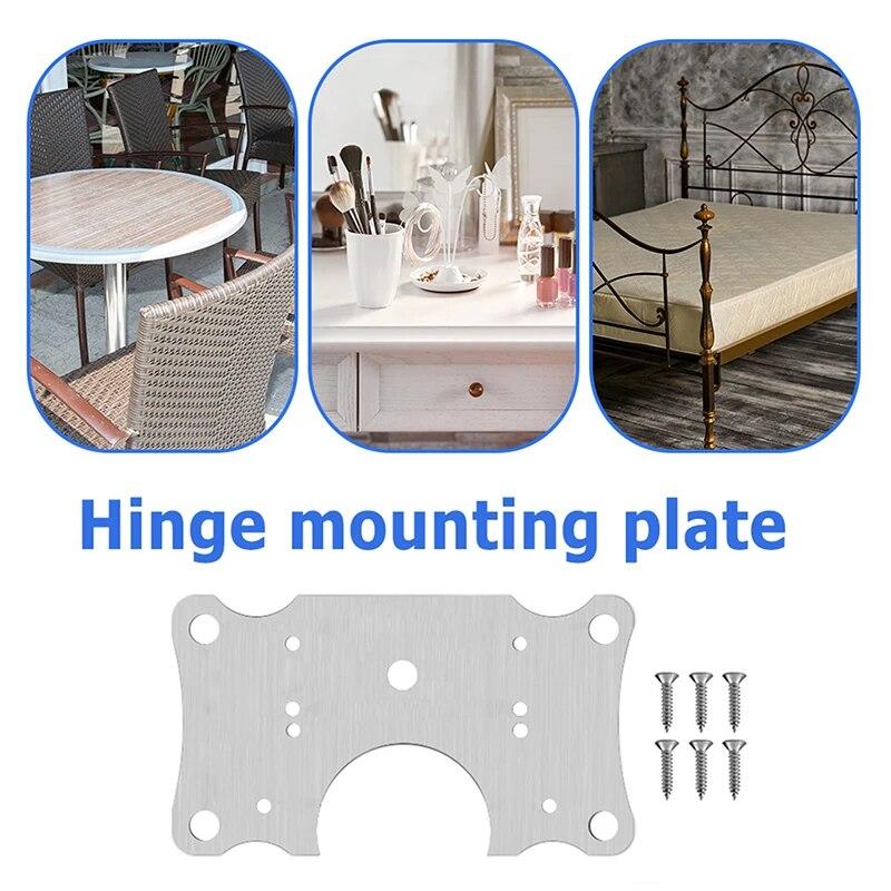 2/4/6/8/10pcs Stainless Steel Hinges Cabinet Door Fixing Plate Repair Mounting Gaskets Kitchen Cupboard Furniture Hardware