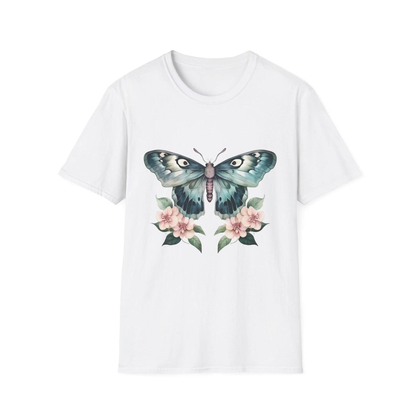 Butterfly Floral T-Shirt, Vintage Spring Tee, Unisex Softstyle Shirt, Nature XL