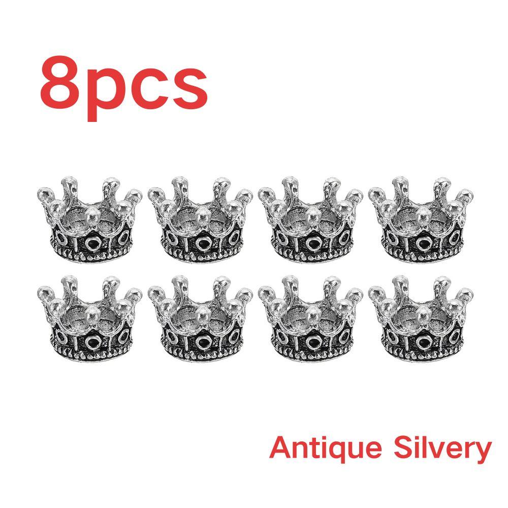 8pcs Mini Crown Spacer Beads, Multicolored Vintage DIY Jewelry Making Accessories, Doll House Miniature Crafts Decor YMY