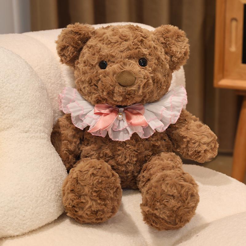 Cartoon Bow Bib Bear Plush Toy - Teddy Bear Companion Doll 30 cm