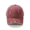 Niche Old Washed Hole Baseball Cap Women Spring and Summer Retro Rivets Broken Brim Sun Protection Peaked Cap Children Tide