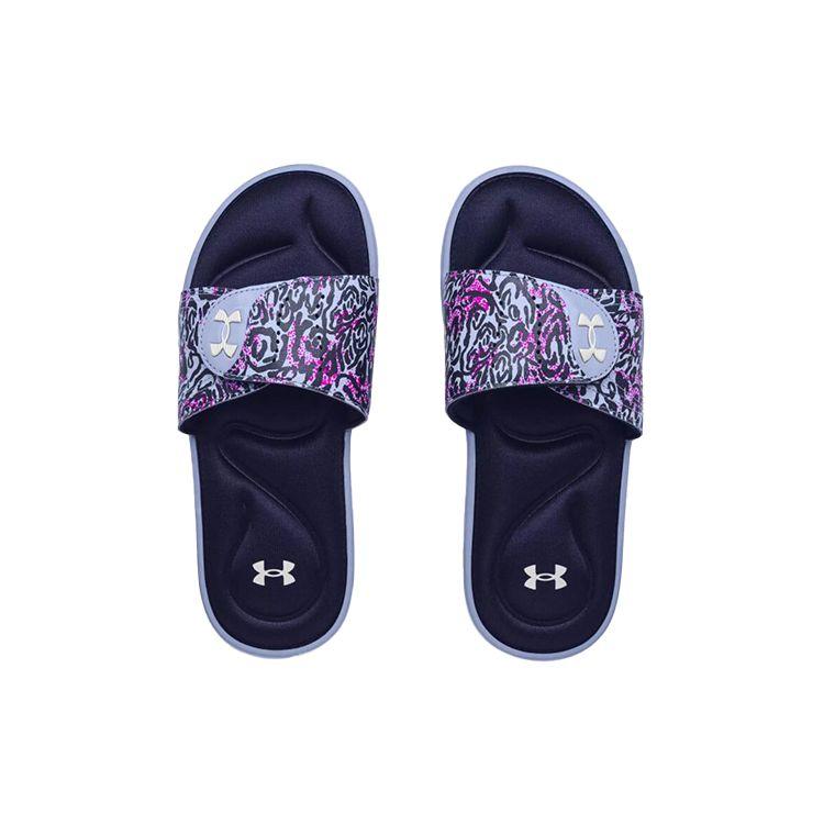 Under Armour Ua Ignite Vi Graphic Strap Comfortable Rubber Sole Odor Resistant Slide Sandals Women Sandals Washable-Blue 3024453-400