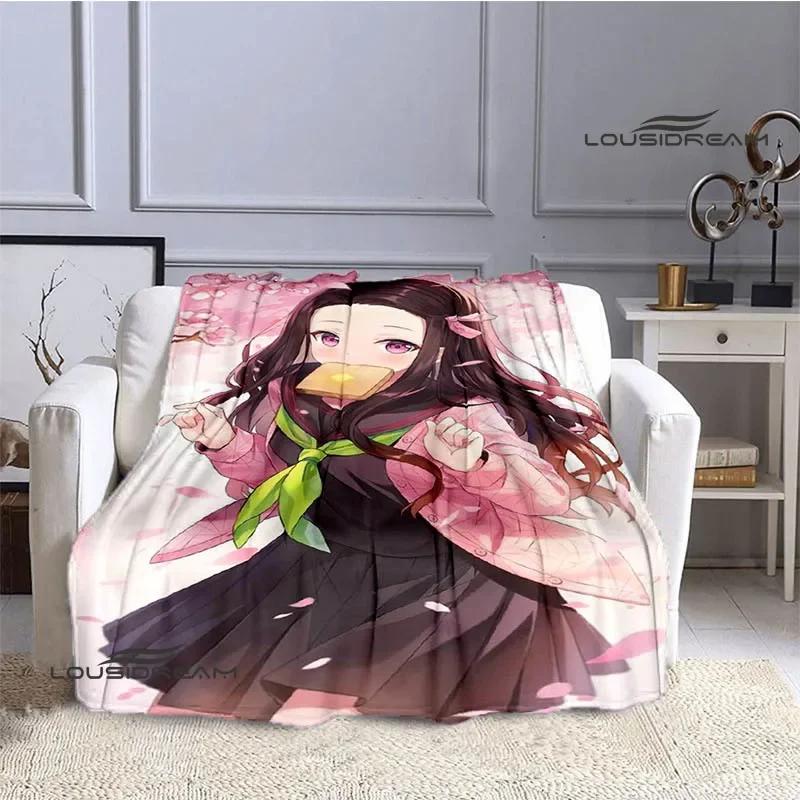 Demon Slayer Cartoon Deka s potiskem Dětské Teplé deky Flanel Měkká a pohodlná podšívka do postele Dárek k narozeninám