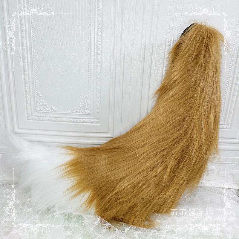 Handgemachte Anime Cos Requisiten Weiß Schwarz Grau Simulation Tier Schwanz Lolita Accessoires Wolf Fuchs Hund Hundeschwanz