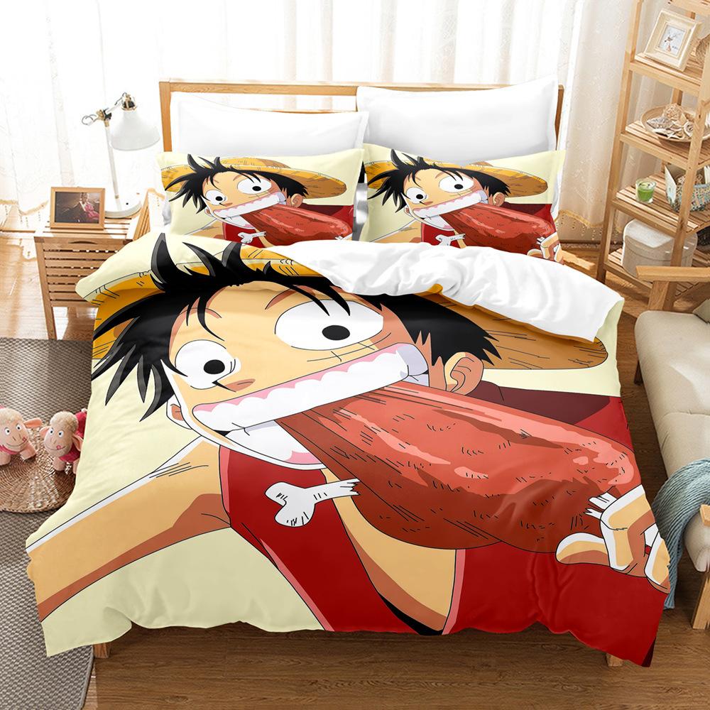 One Piece Series Quilt Cover Pillowcase, Home Textile 3D Digital Printing Three-Piece Set